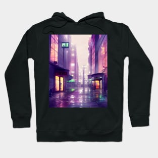 Lofi Aesthetic Rainy Japanese City Art Hoodie